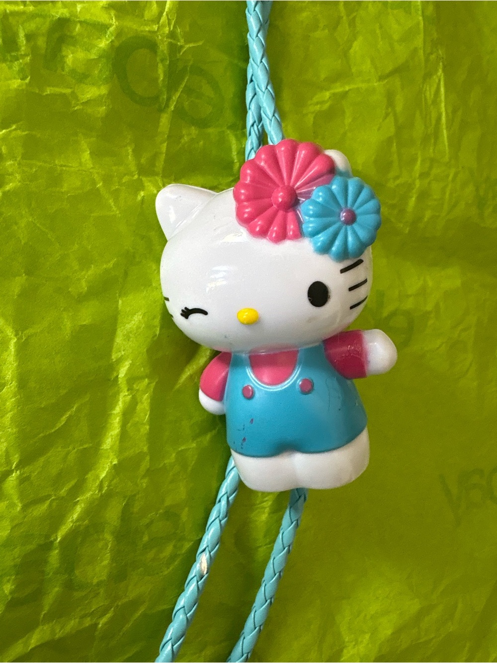 Hello Kitty Pink & Blue Flower Pendant Bolo Tie